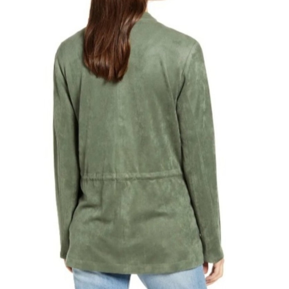 BlankNYC Domino Faux Suede Drape Front Jacket M - Picture 2 of 3